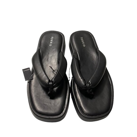 Torrid Womens NWT Faux Leather Black Y2K 90s Chucky Padded Platform Sandals 9.5 - Picture 2 of 8